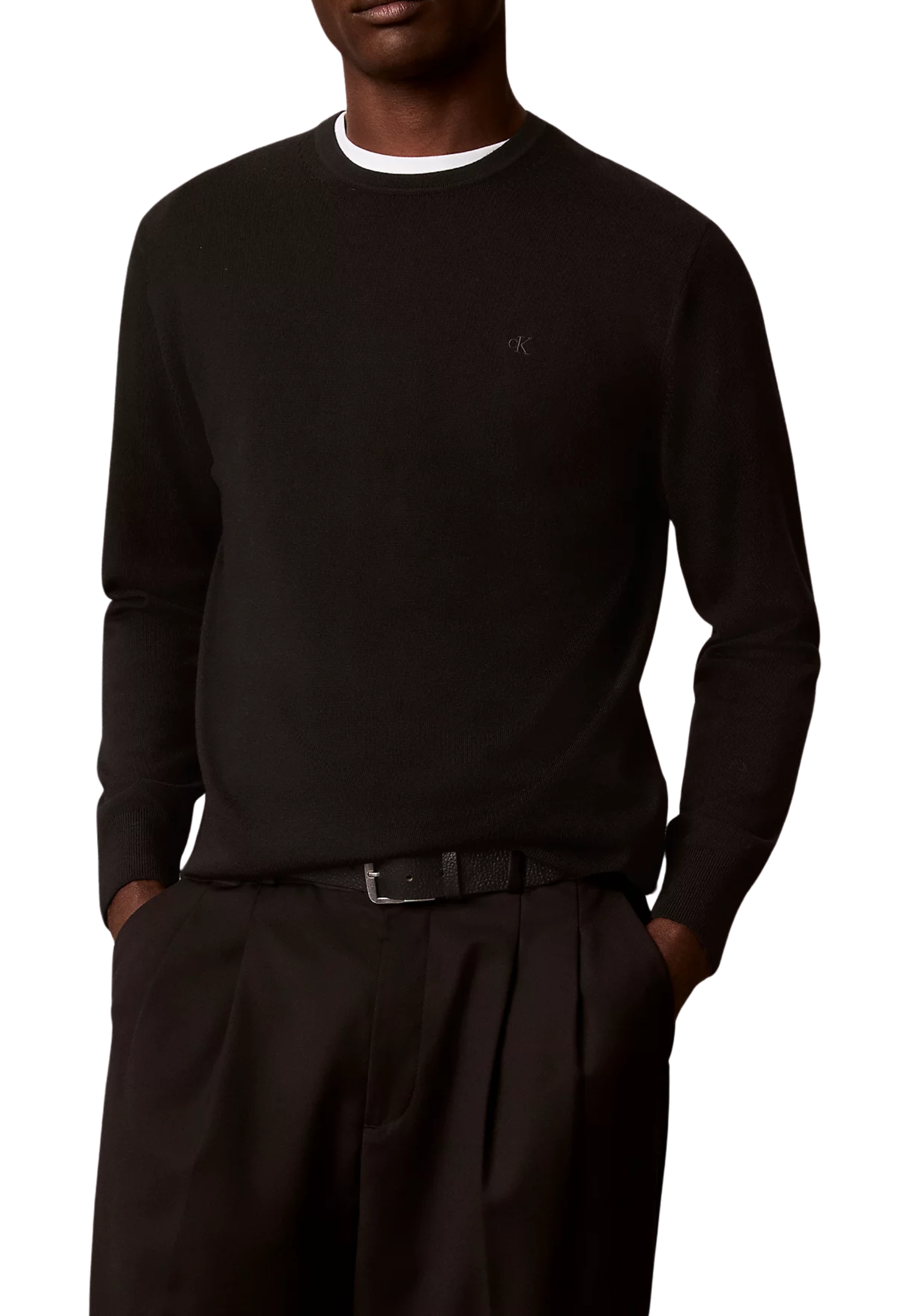 MAGLIA GIROCOLLO LV04LB305G IN PURA LANA MERINO UOMO NERO