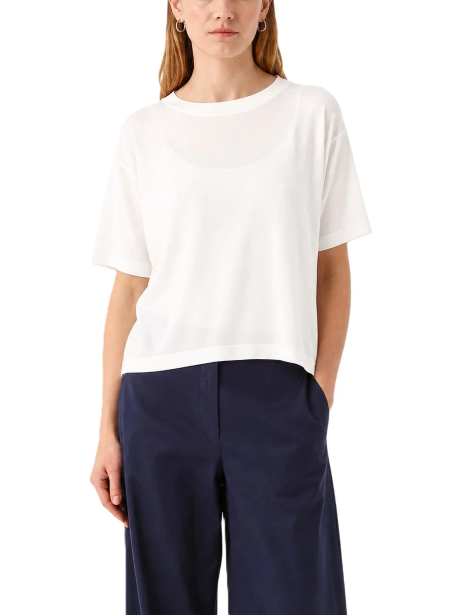 T-SHIRT MANICA CORTA IN VISCOSA VESTIBILITÀ AMPIA DONNA BIANCO