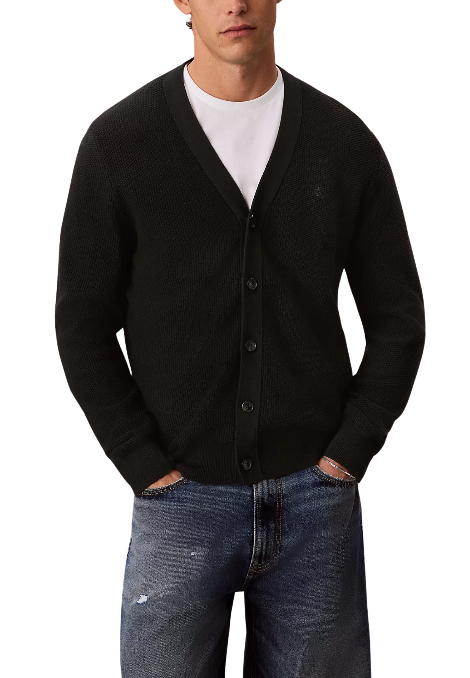CARDIGAN CON SCOLLO A V UOMO NERO