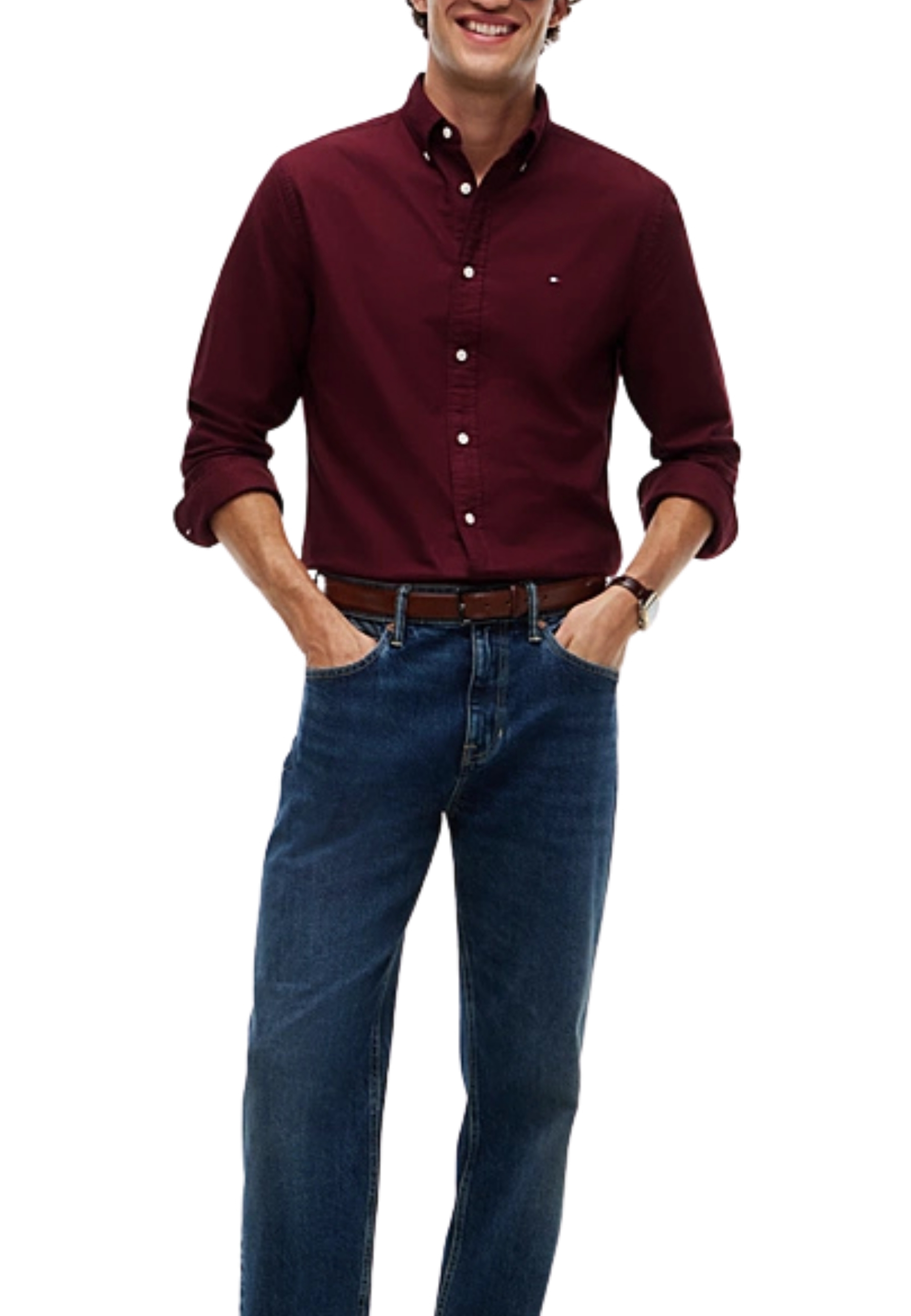 CAMICIA CASUAL OXFORD UOMO BORDEAUX