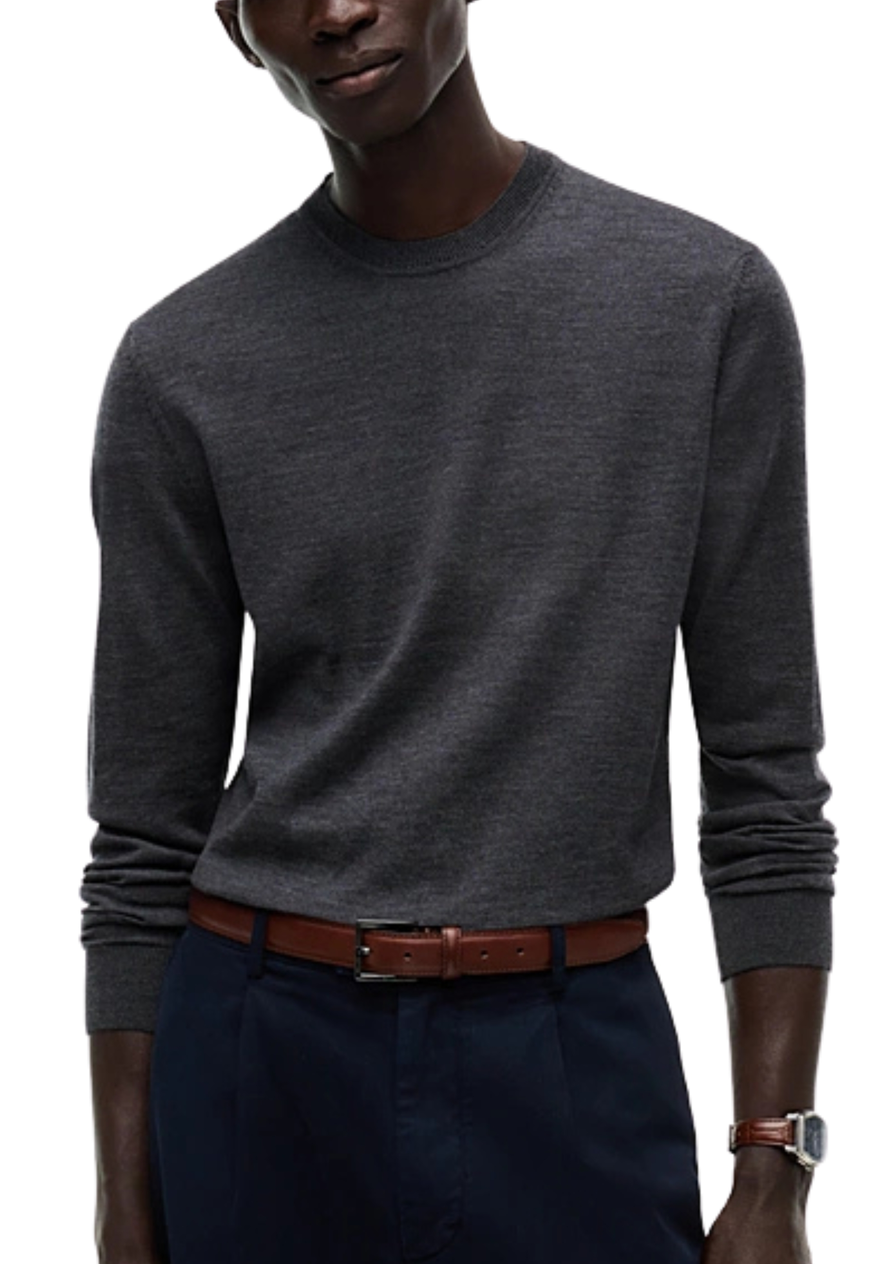MAGLIA GIROCOLLO IN LANA UOMO GRIGIO SCURO