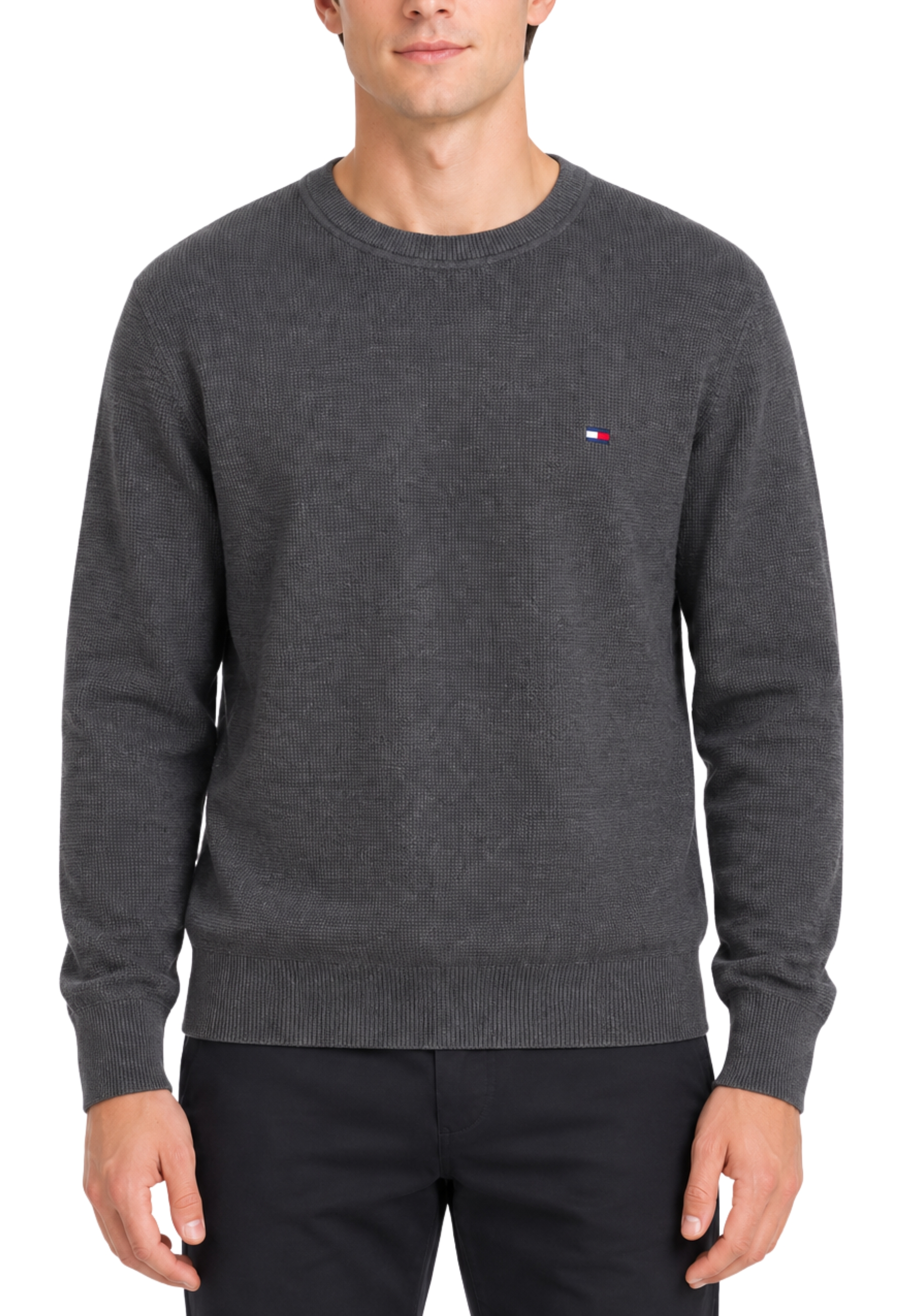 MAGLIA GIROCOLLO IN COTONE MISTO A CASHMERE UOMO GRIGIO