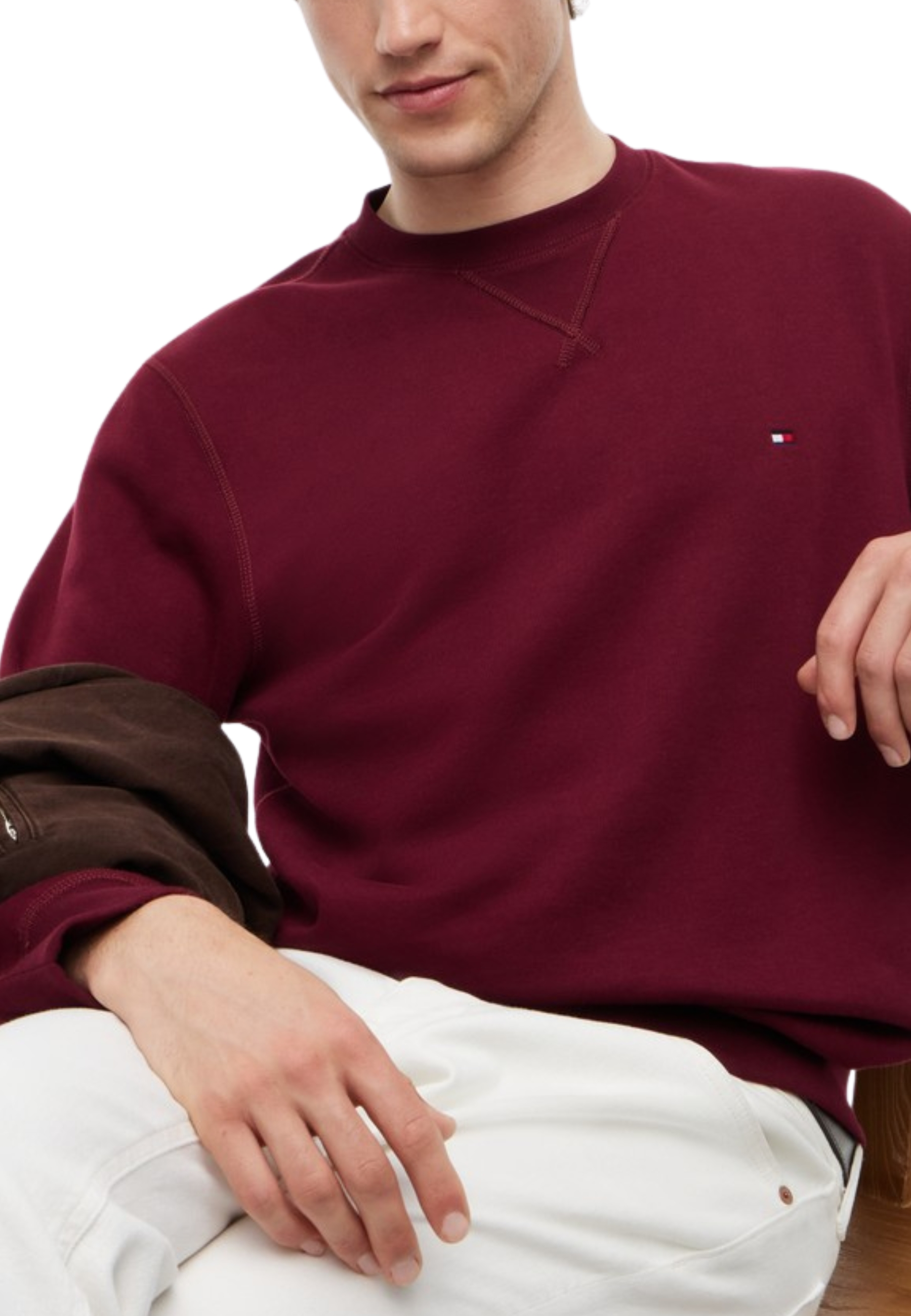 FELPA GIROCOLLO CON MINI LOGO UOMO BORDEAUX