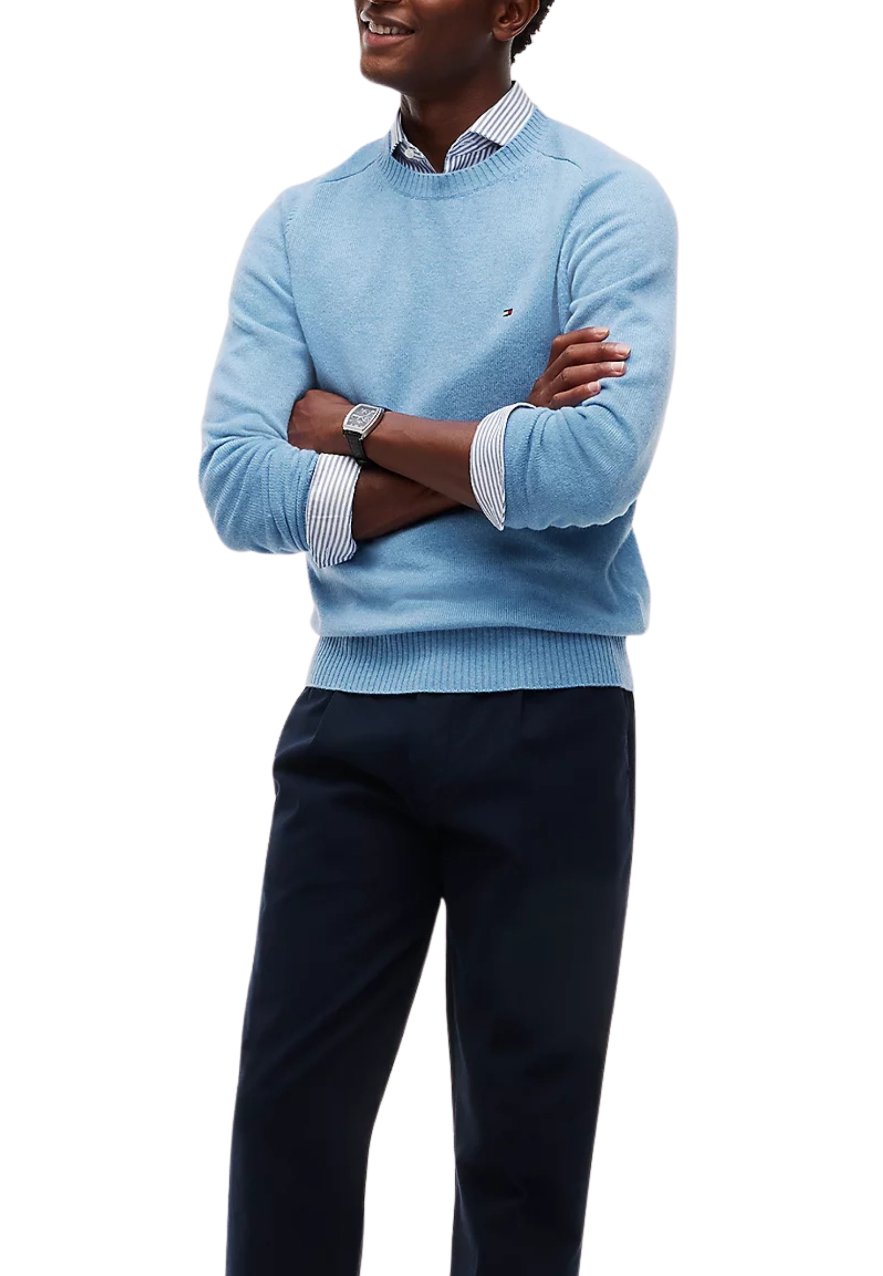 MAGLIA GIROCOLLO IN LANA UOMO AZZURRO