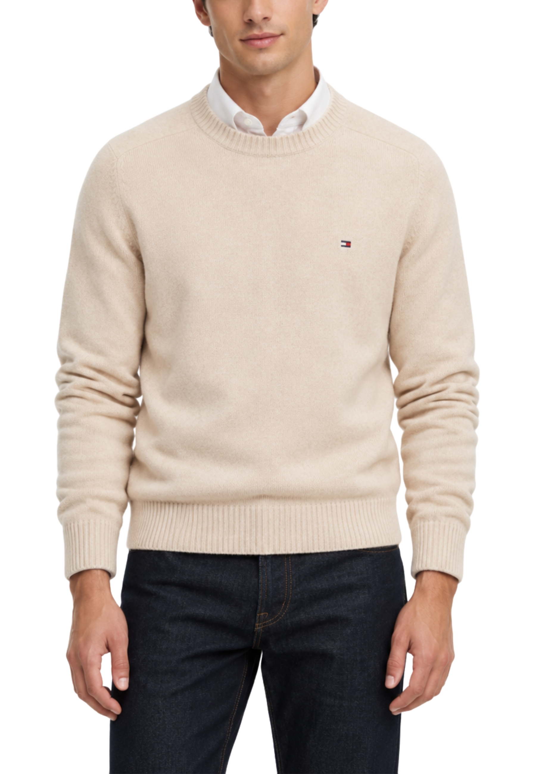 MAGLIA GIROCOLLO IN LANA UOMO BEIGE