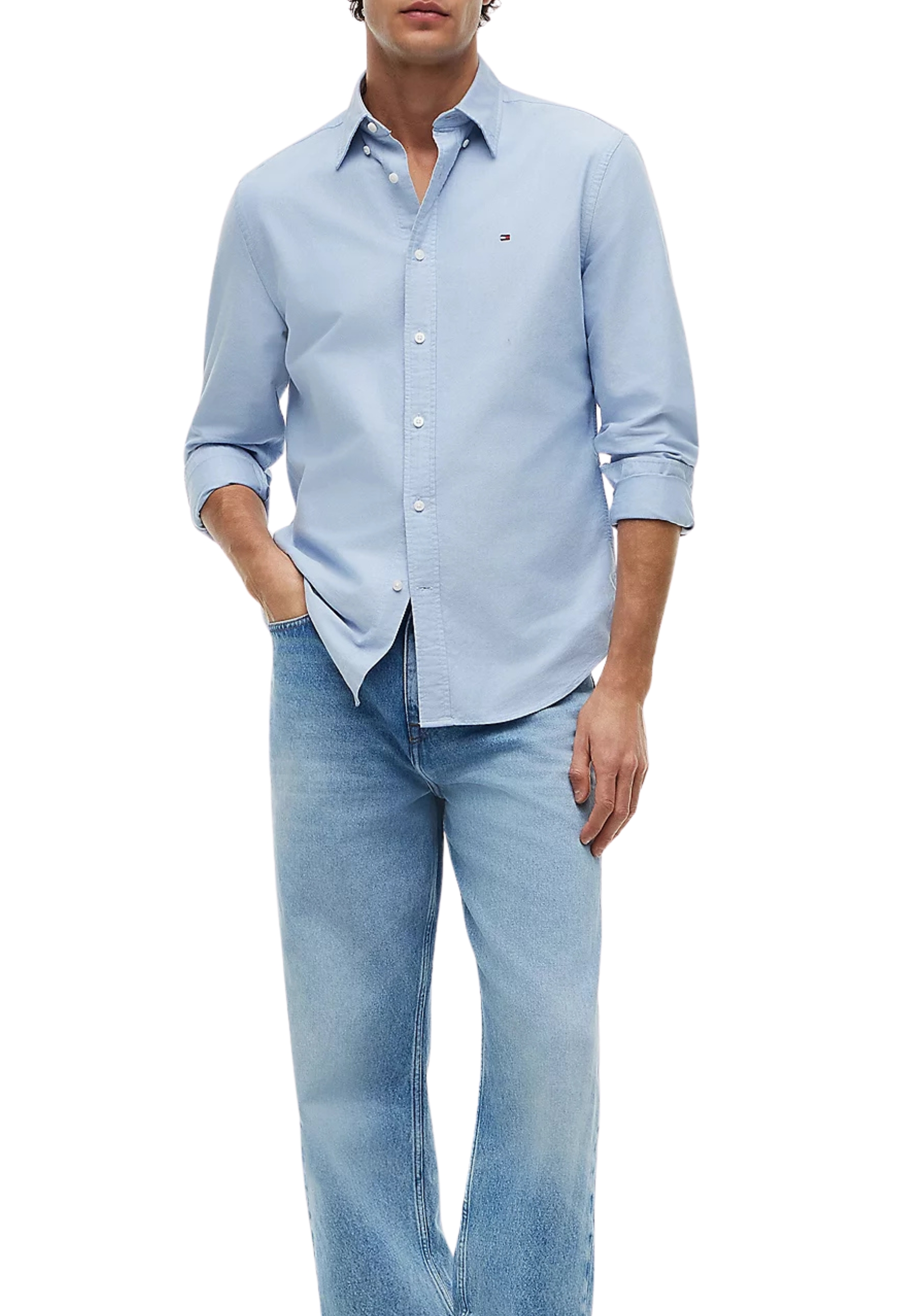 CAMICIA CASUAL OXFORD BUTTON DOWN UOMO AZZURRO
