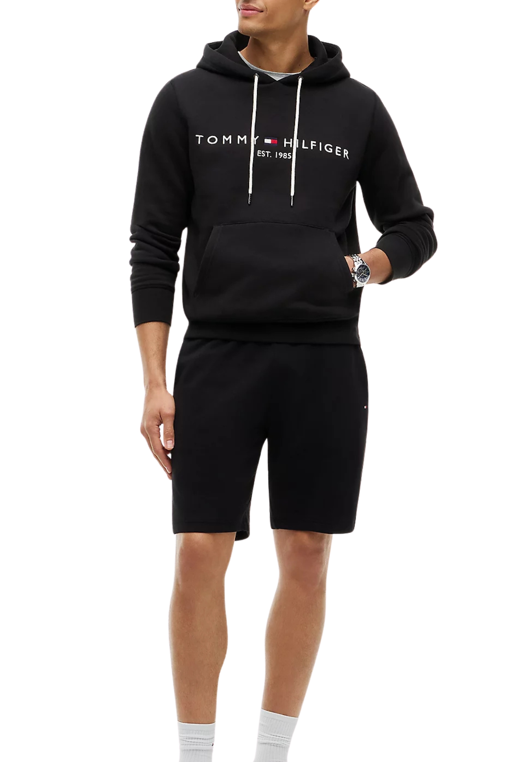 FELPA CON CAPPUCCIO E LOGO UOMO NERO