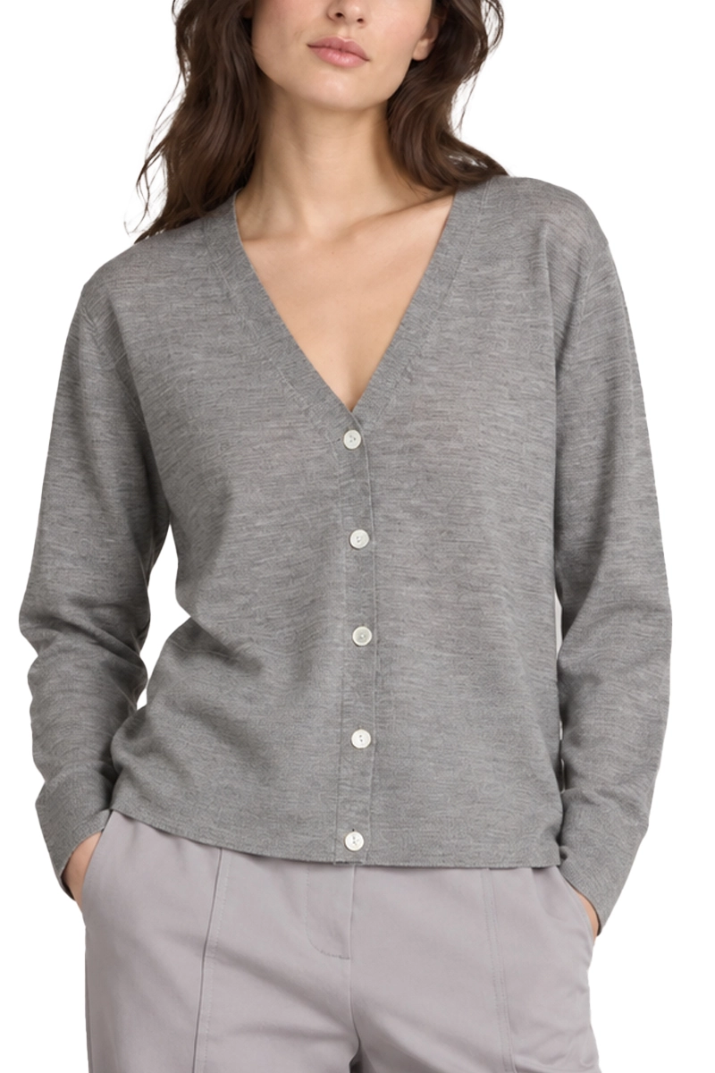 CARDIGAN IN LANA VERGINE CON BOTTONI DONNA GRIGIO