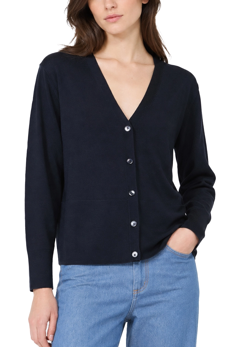 CARDIGAN IN LANA VERGINE CON BOTTONI DONNA BLU SCURO