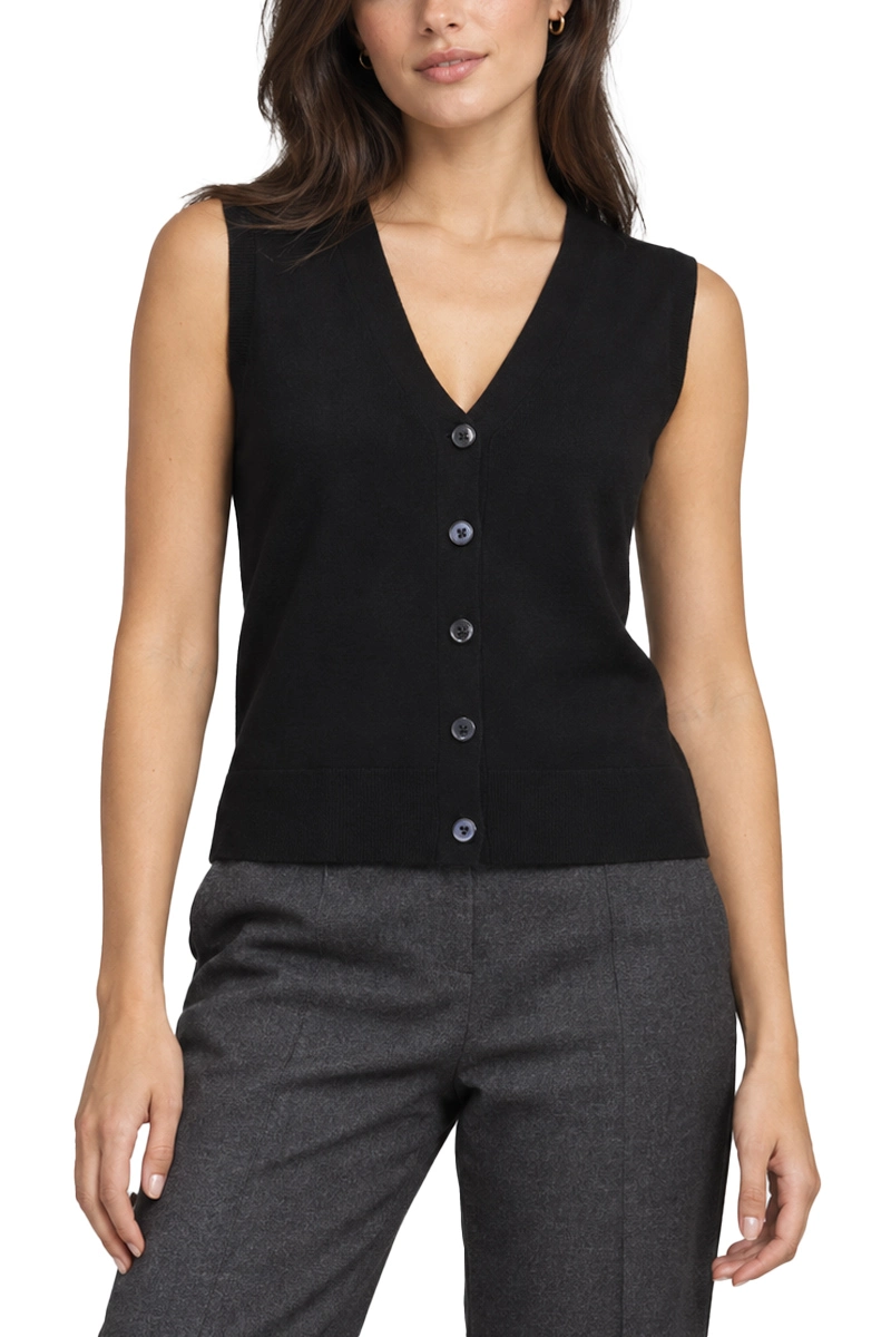 GILET IN LANA VERGINE CON BOTTONI DONNA NERO