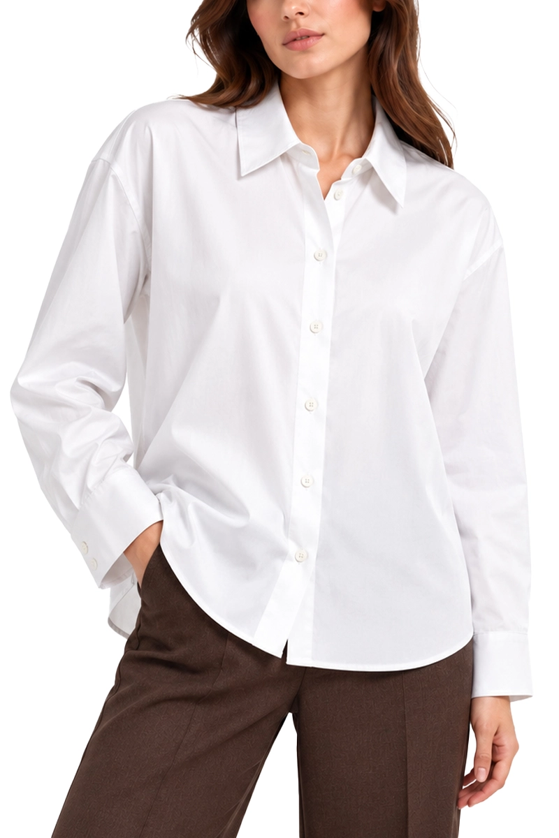 CAMICIA SVASATA IN RASO DI COTONE DONNA BIANCO