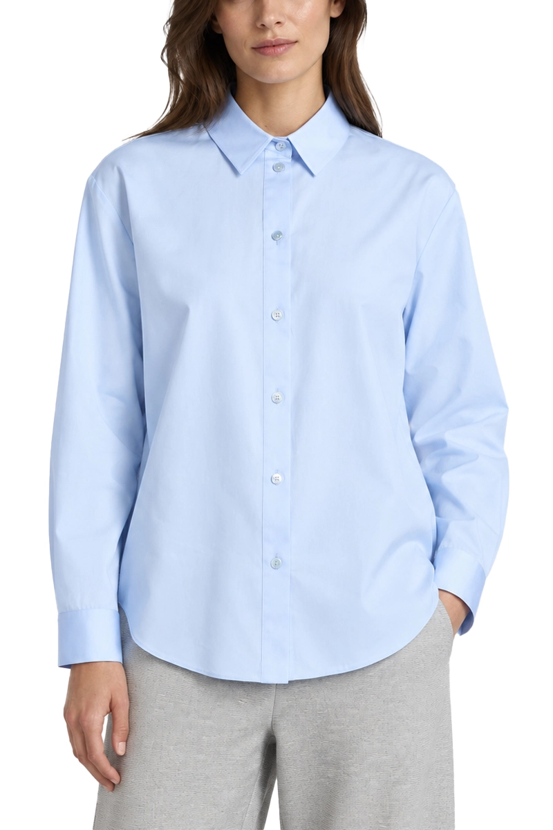 CAMICIA SVASATA IN RASO DI COTONE DONNA AZZURRO