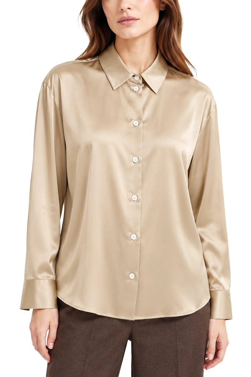 CAMICIA IN RASO DI SETA STRETCH DONNA AVORIO