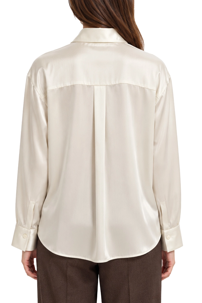 CAMICIA IN RASO DI SETA STRETCH DONNA BIANCO