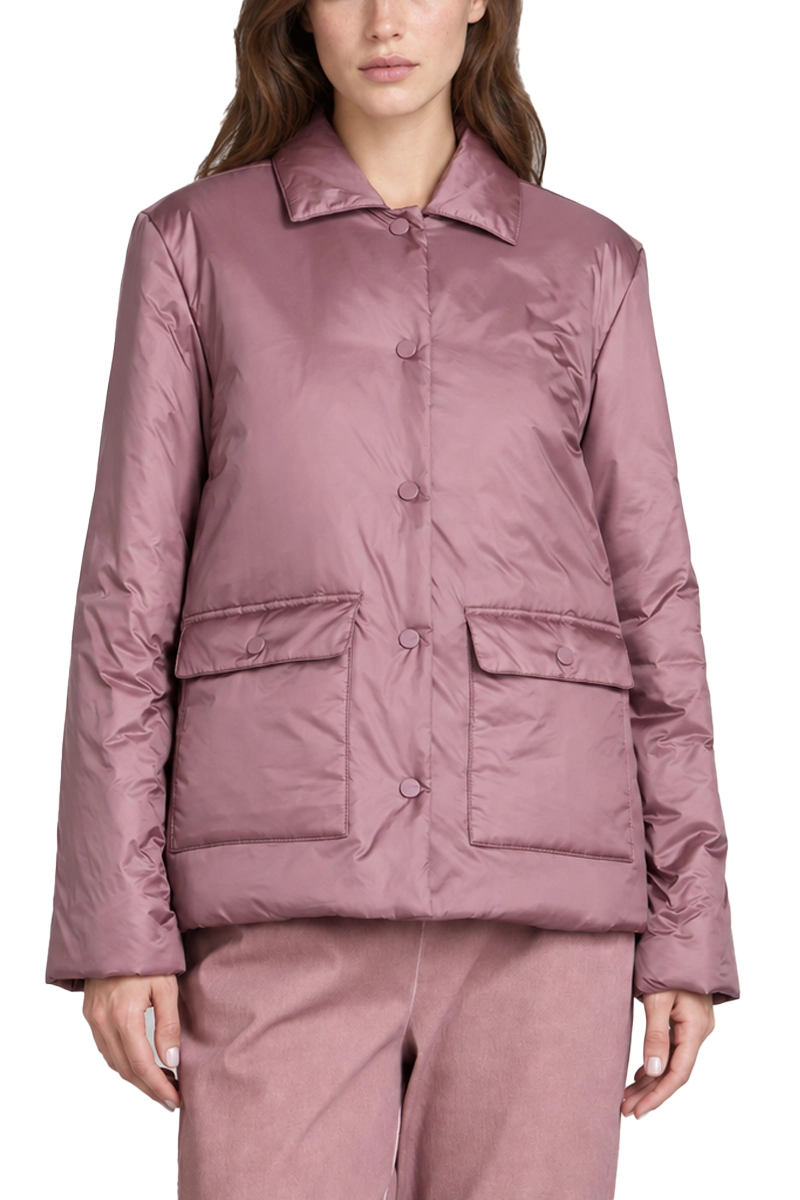 GIACCA CORTA IMBOTTITA CON TASCHE ANTERIORI CON PATTA DONNA ROSA
