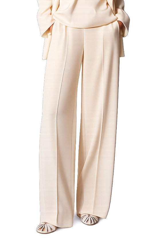 PANTALONI PALAZZO AMPIO IN CRÊPE DI ENVERS SATIN CON PIEGA STIRATA DONNA ROSA