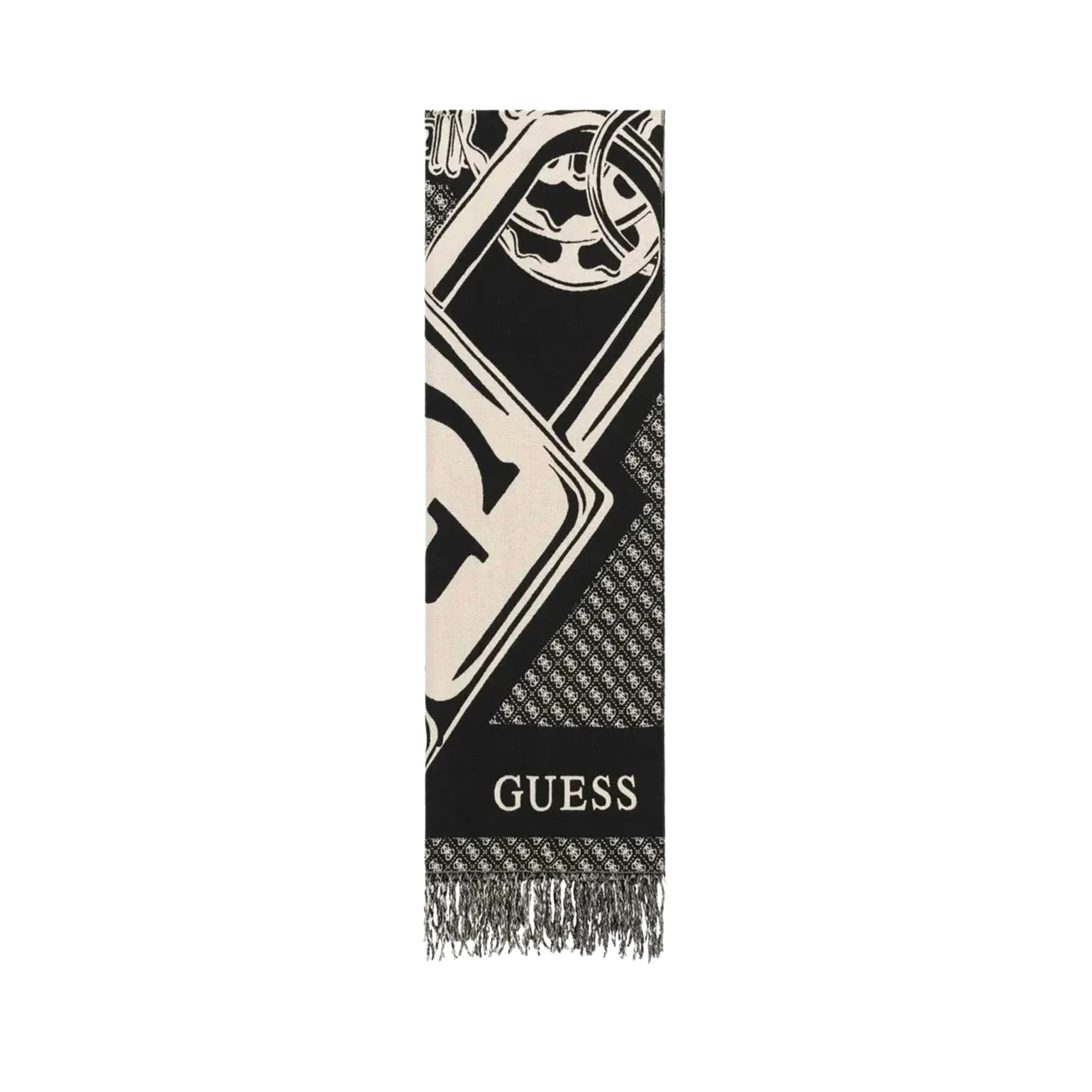 SCIARPA CON MAXI LOGO 4G E FRANGE DONNA NERO