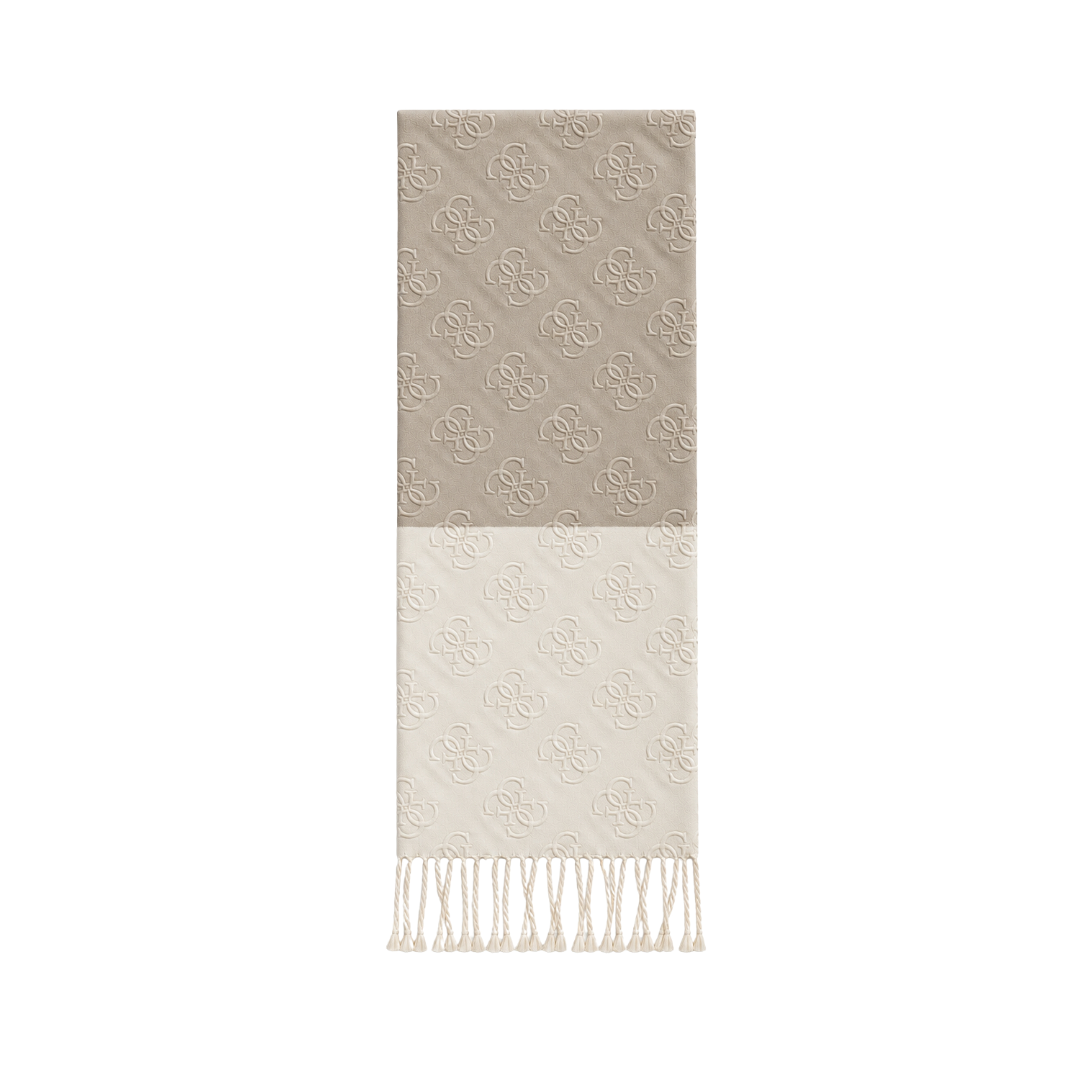 SCIARPA BICOLORE CON LOGO 4G ALL OVER E FRANGE DONNA BEIGE