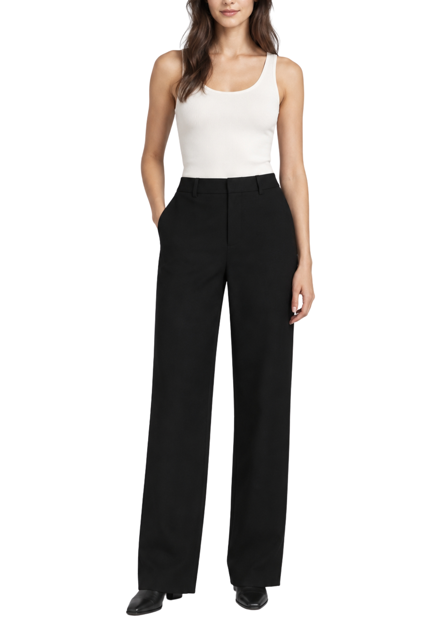 PANTALONI A SIGARETTA IN TESSUTO BLEND DONNA NERO