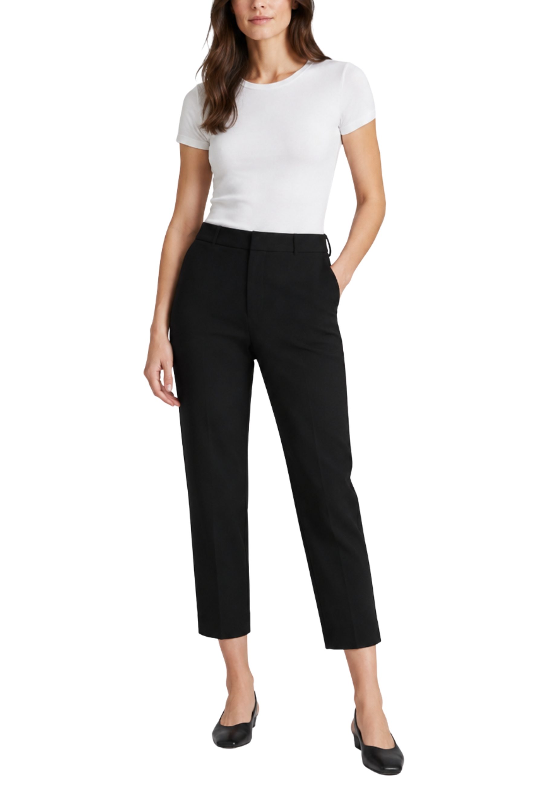 PANTALONI CROPPED SLIM IN TESSUTO BI-STRETCH DONNA NERO