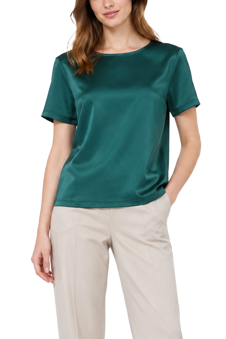 T-SHIRT MANICA CORTA GIROCOLLO IN RASO CON INSERTO SUL RETRO DONNA VERDE