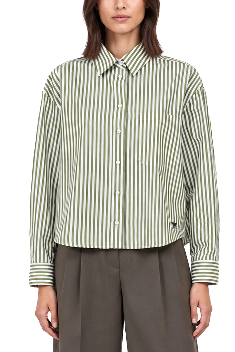 CAMICIA BOXY IN POPELINE DI PURO COTONE DONNA VERDE