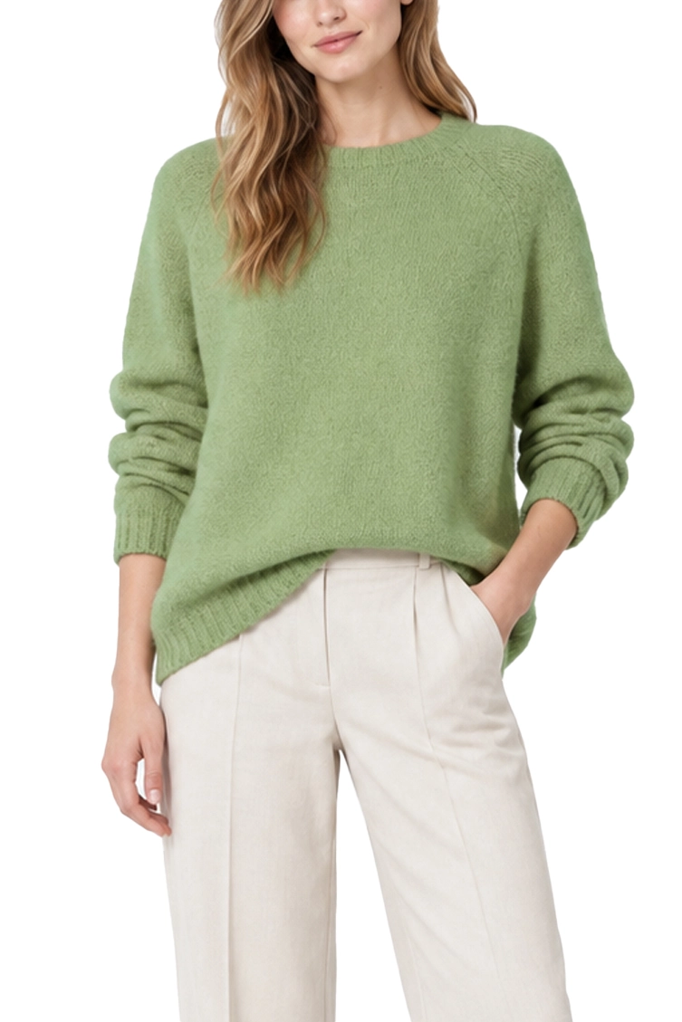 MAGLIA GIROCOLLO IN MISTO ALPACA E COTONE DONNA VERDE