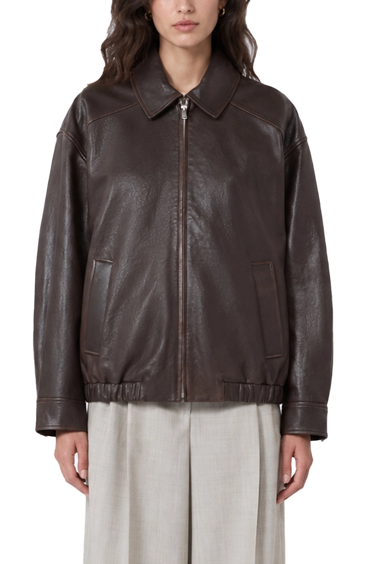 GIACCA IN PELLE MODELLO BOMBER IN NAPPA DONNA MARRONE