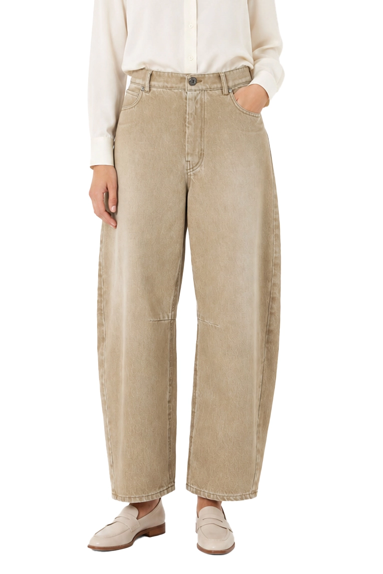 JEANS REGULAR 5 TASCHE A GAMBA SAGOMATA DONNA BEIGE