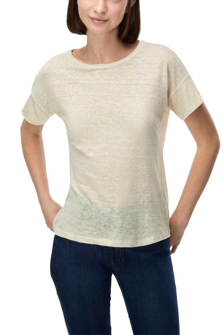 T-SHIRT MANICA CORTA IN LINO DONNA BEIGE