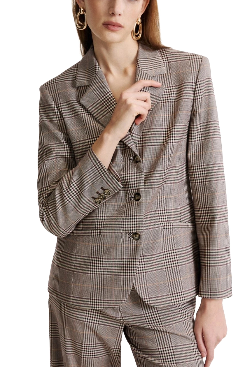 BLAZER MONOPETTO PRINCIPE DI GALLES DONNA MARRONE