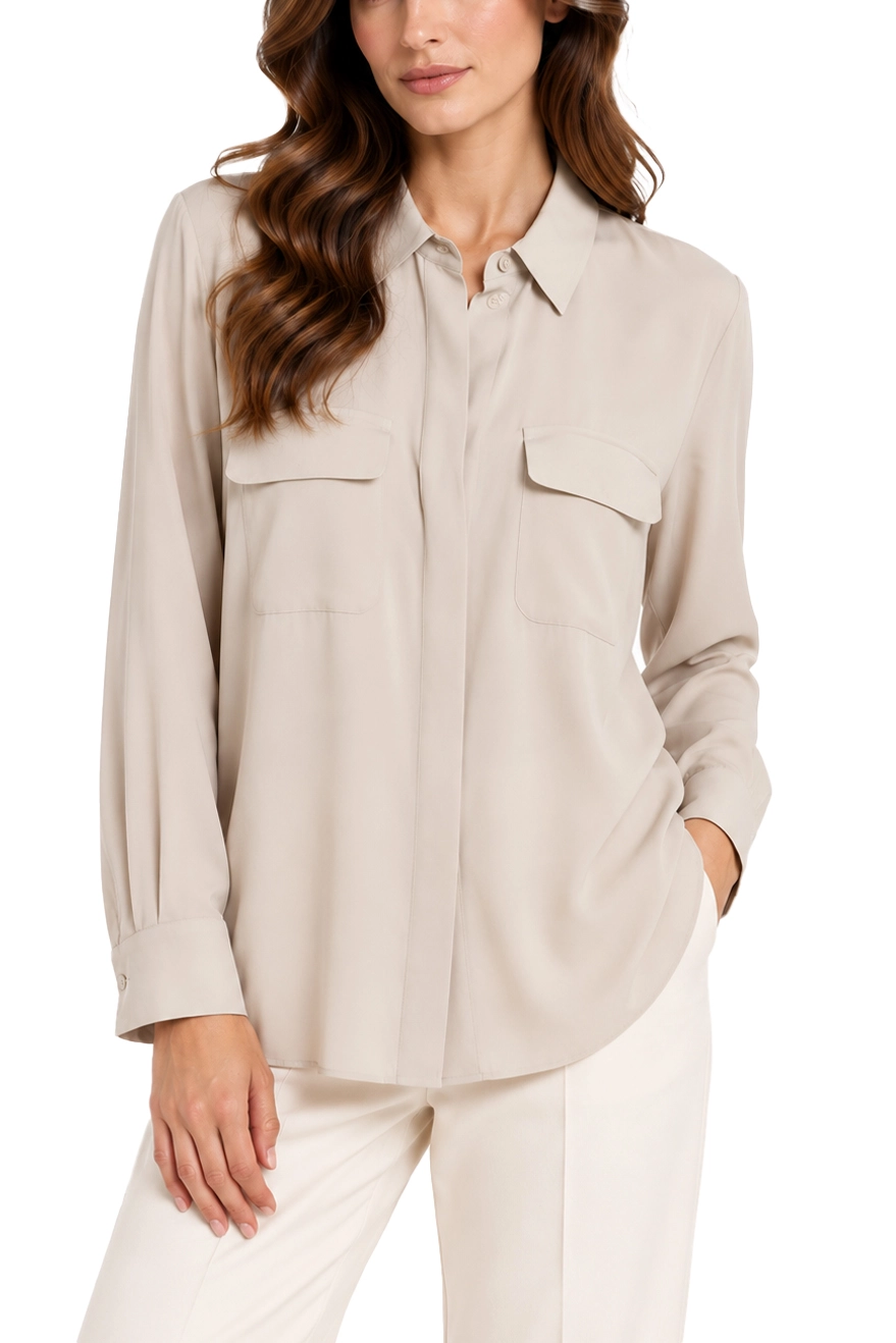 CAMICIA IN CRÊPE DE CHINE DI MISTO SETA DONNA BEIGE