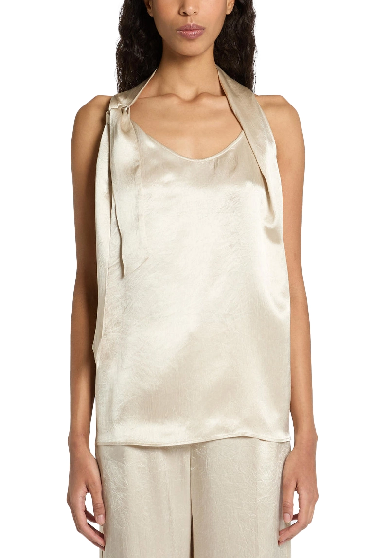 TOP IN RASO CON FIOCCO LATERALE DONNA BEIGE