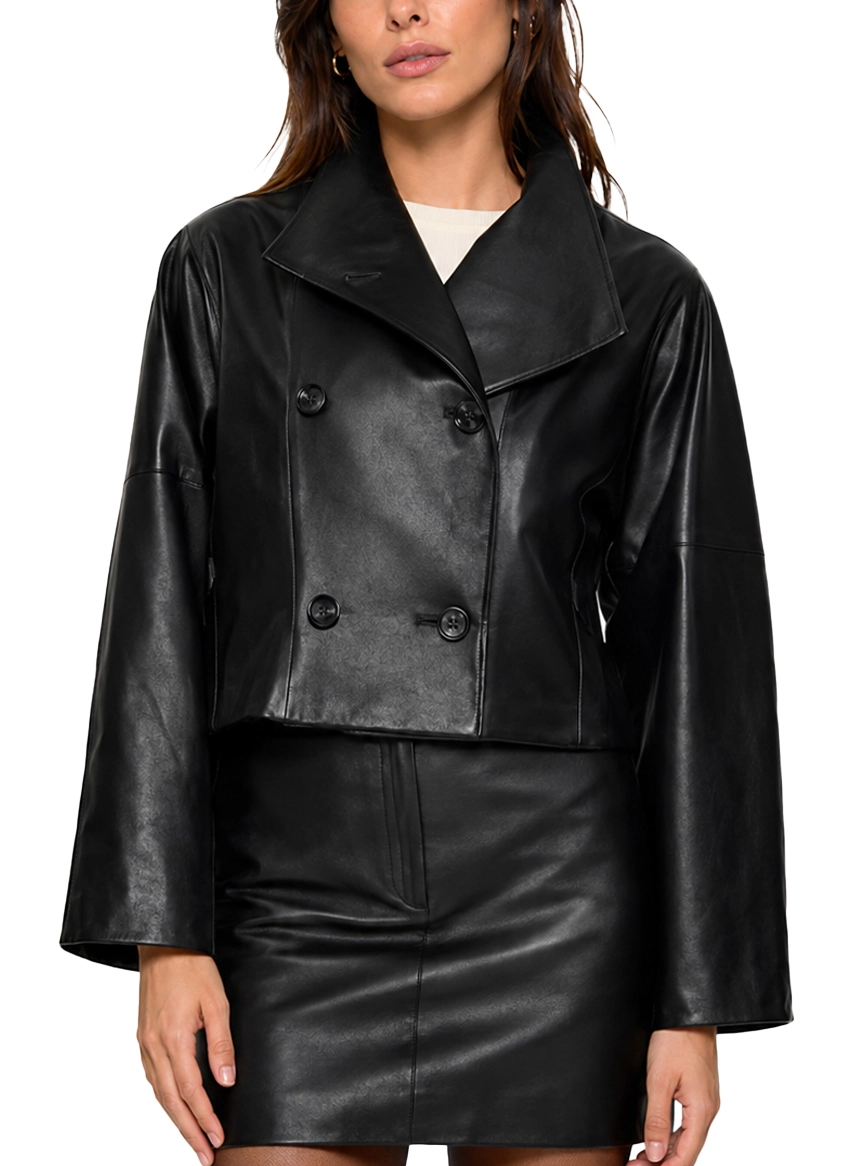GIACCA IN PELLE NAPPA CON MANICHE KIMONO DONNA NERO