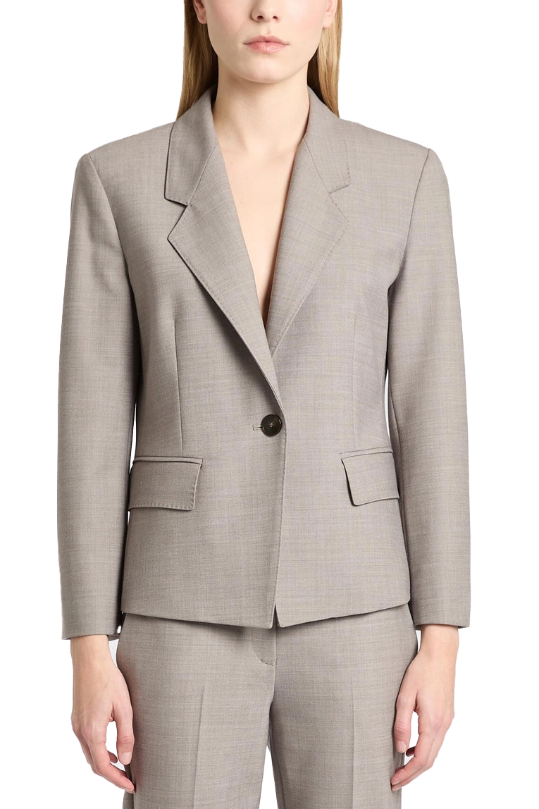 GIACCA CORTA MONOPETTO IN MISTO LANA STRETCH DONNA GRIGIO