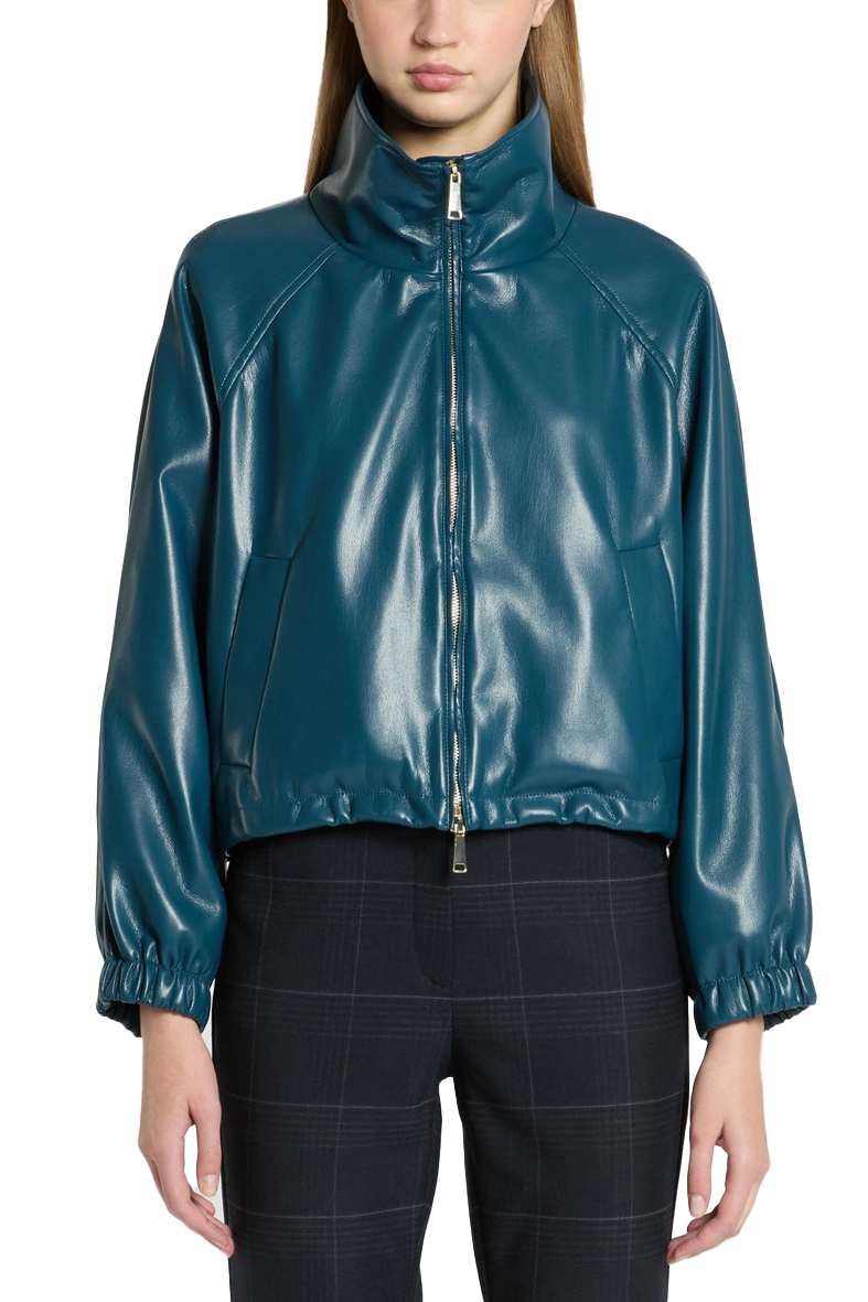 GIACCA CORTA IN JERSEY SOFT RIND CON ZIP DONNA BLU