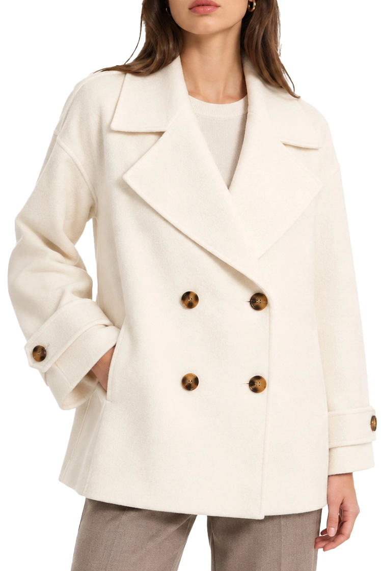 CAPPOTTO CORTO MODELLO BLOUSON IN MISTO LANA DONNA MARRONE BIANCO