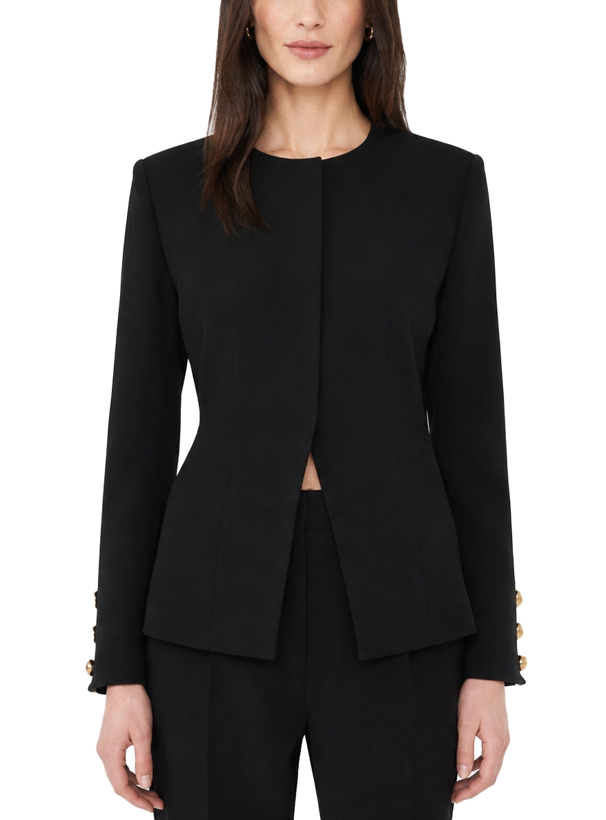 GIACCA CORTA SEMI ADERENTE IN CRÊPE ENVERS SATIN DONNA NERO