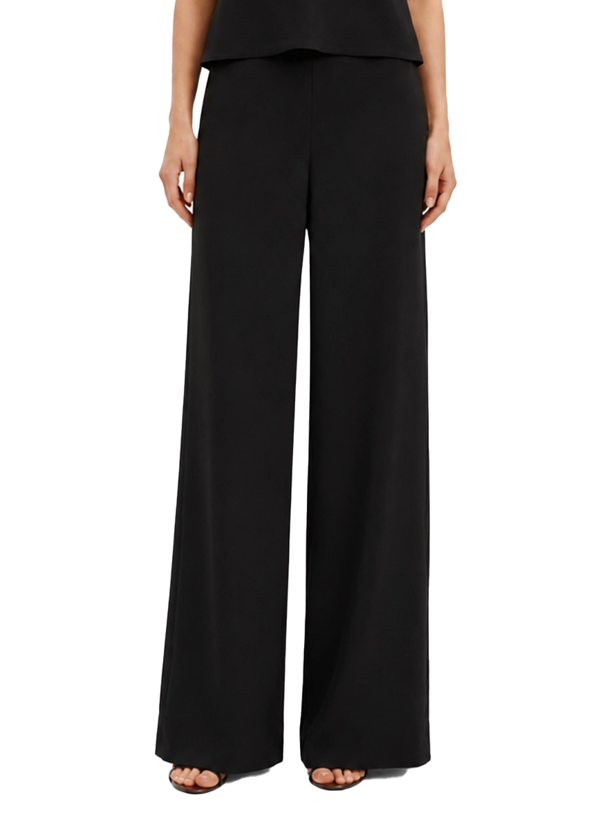 PANTALONE PALAZZO IN CRÊPE DI ENVERS SATIN DONNA NERO