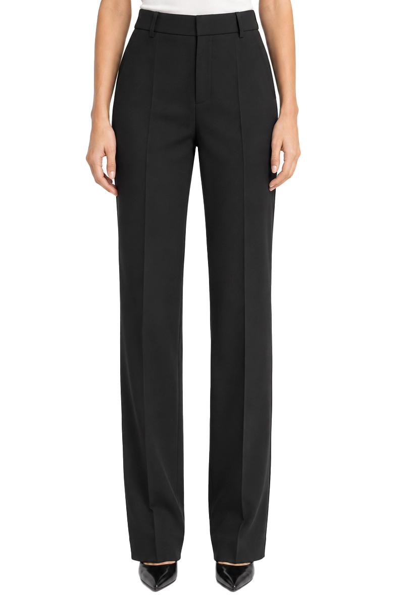 PANTALONI PALAZZO IN CRÊPE ENVERS SATIN DONNA NERO
