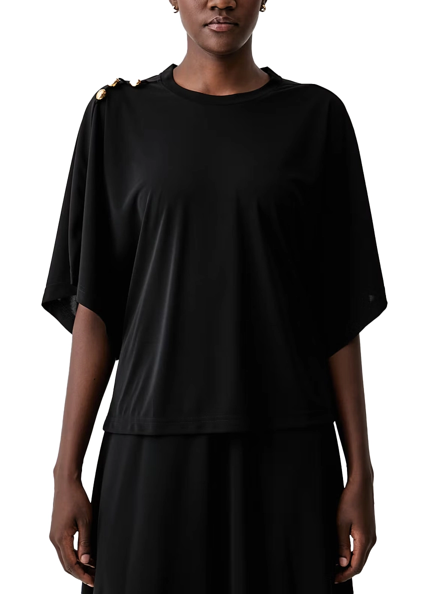 BLUSA IN JERSEY CON MANICHE A KIMONO DONNA NERO