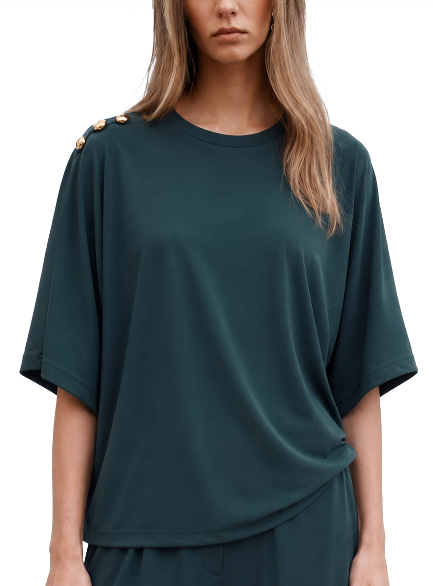 BLUSA IN JERSEY CON MANICHE A KIMONO DONNA BLU
