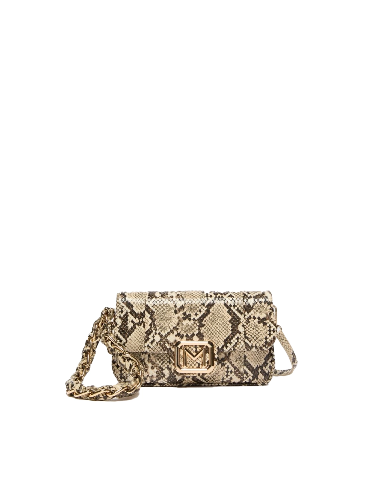 BORSA A MANO CON TRACOLLA E MANICO INTRECCIATO CON CATENA DONNA beige