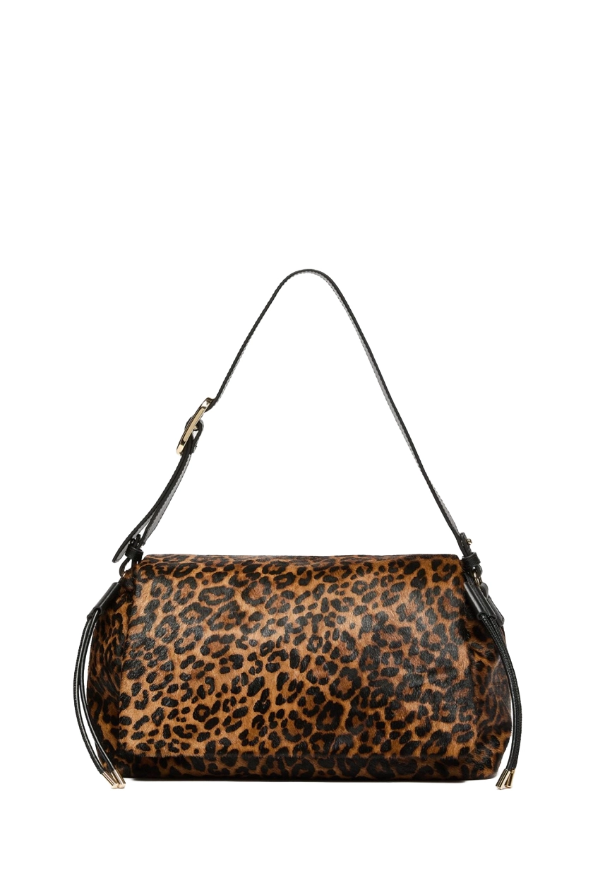 BORSA A SPALLA  ANIMALIER IN PELLE CON TRACOLLA DONNA MARRONE