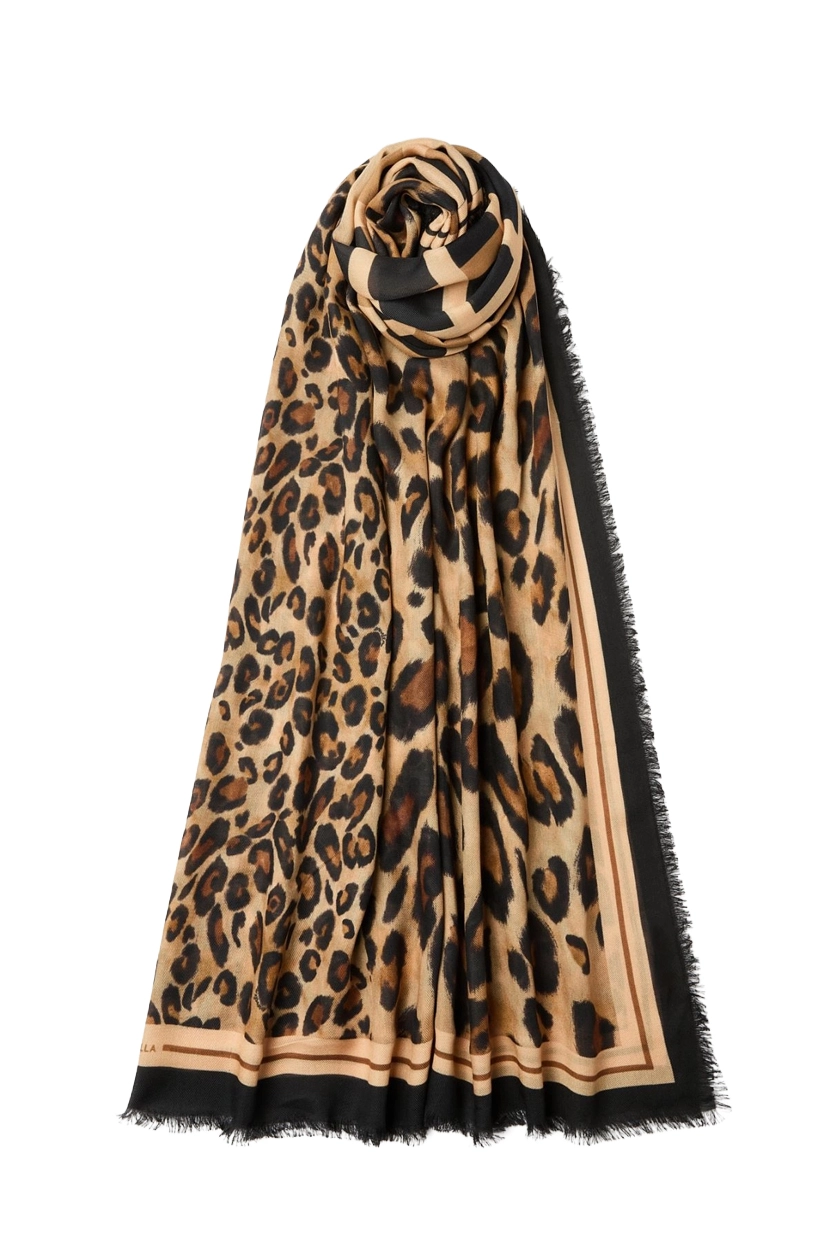 STOLA STAMPATA IN TWILL DI MODAL DONNA MARRONE