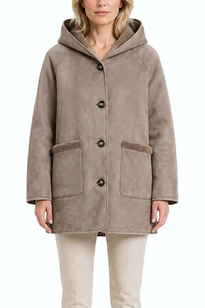 CAPPOTTO CORTO IN JERSEY VELLUTATO CON INTERNO FURRY DONNA TORTORA
