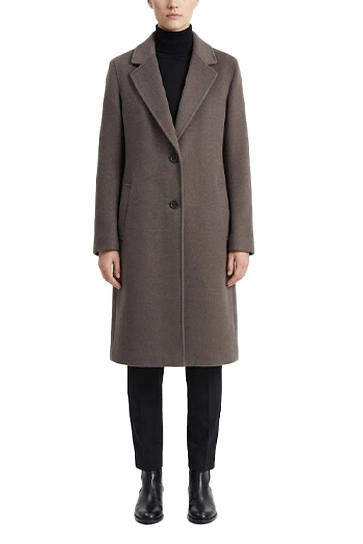 CAPPOTTO LUNGO CHIUSURA MONOPETTO DOUBLE STRETCH DONNA MARRONE