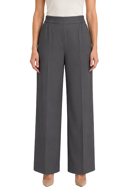 PANTALONI PALAZZO IN FLANELLA DI MISTO VISCOSA CON INSERTO ELASTICO DONNA GRIGIO