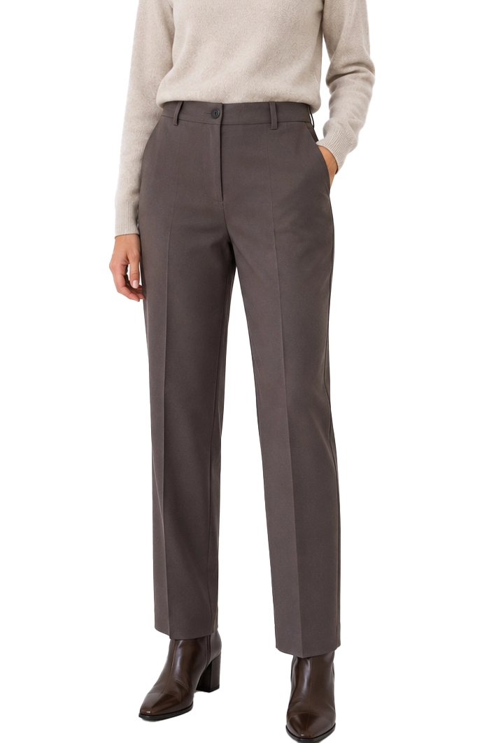 PANTALONI PALAZZO IN FLANELLA STRETCH DONNA MARRONE