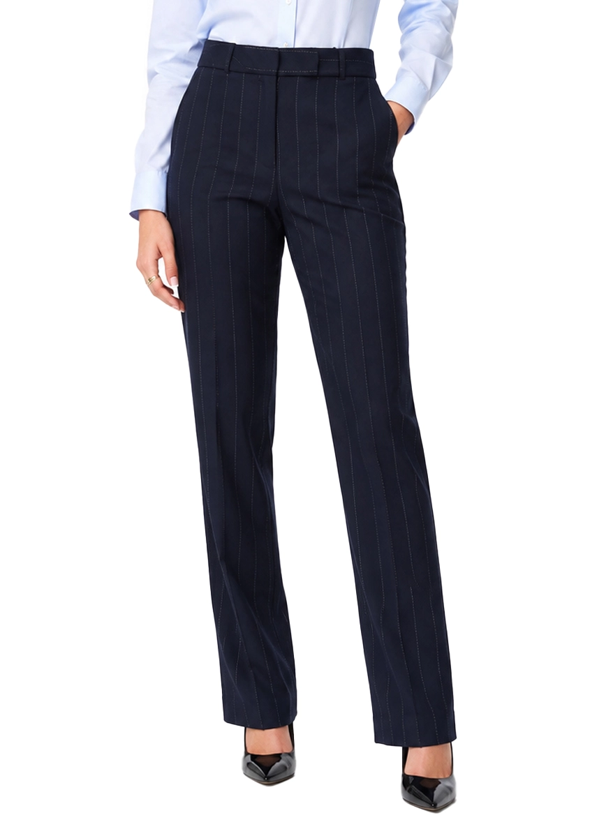 PANTALONE PALAZZO IN TESSUTO STRETCH GESSATO CON FILO LAMÉ DONNA BLU